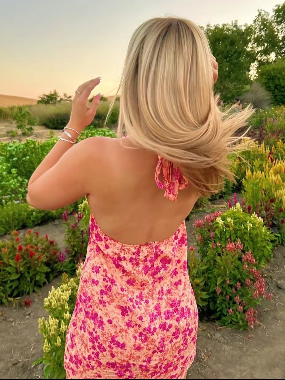 Motel Rocks Pink Floral Backless Dress